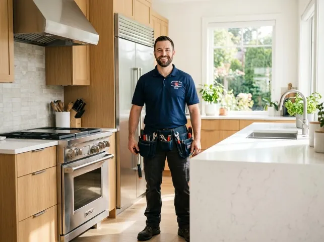 Appliance Repair Hero technician in a Avoca, MI kitchen after an appliance repair